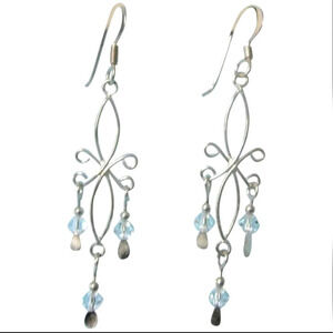 Michael Anthony Lovely Sterling and Crystal Chandelier Dangle Pierced Earrings